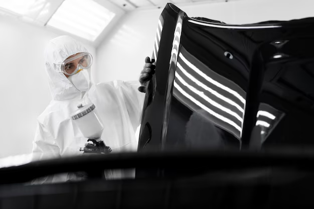 Mężczyzna nakłada powłokę antykorozyjną na samochód